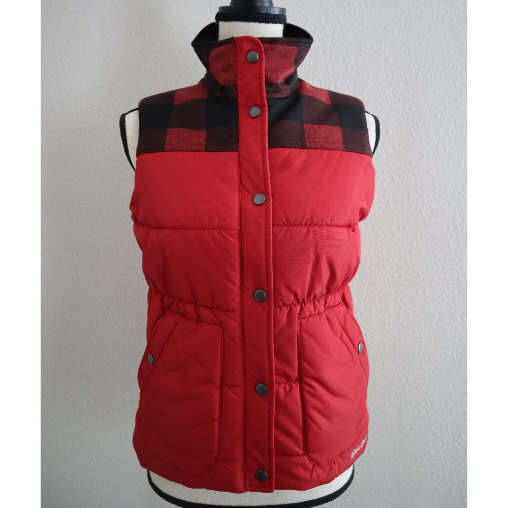 Eddie Bauer Red Buffalo Check Puffer Vest